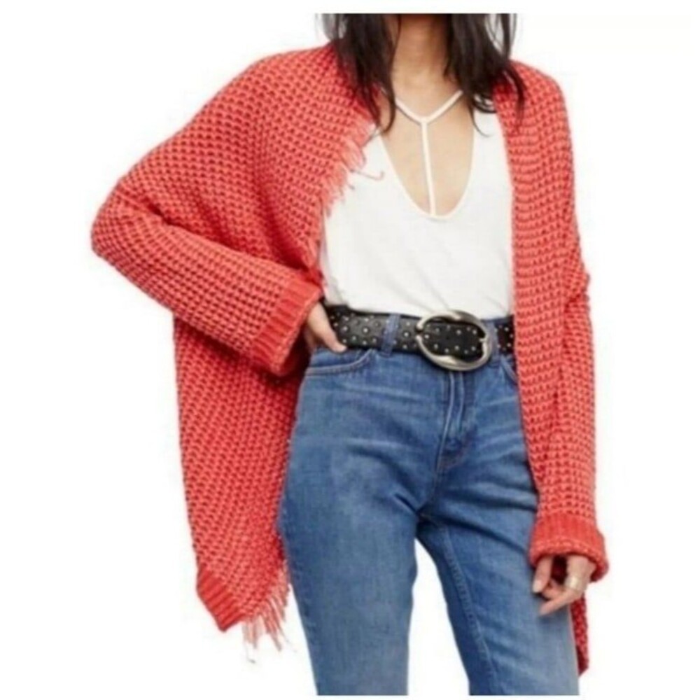 Free people I'll be around boho orange witchy cardigan
